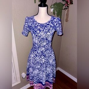 LuLaRoe Women’s Small Floral Midi Dress - Navy Tropical Chic!